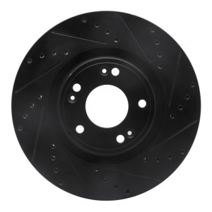 Hyundai Genesis Sedan Brake Rotor (1) - Front Right - R1 Concepts - Drilled & Slotted - Black - `09-`11